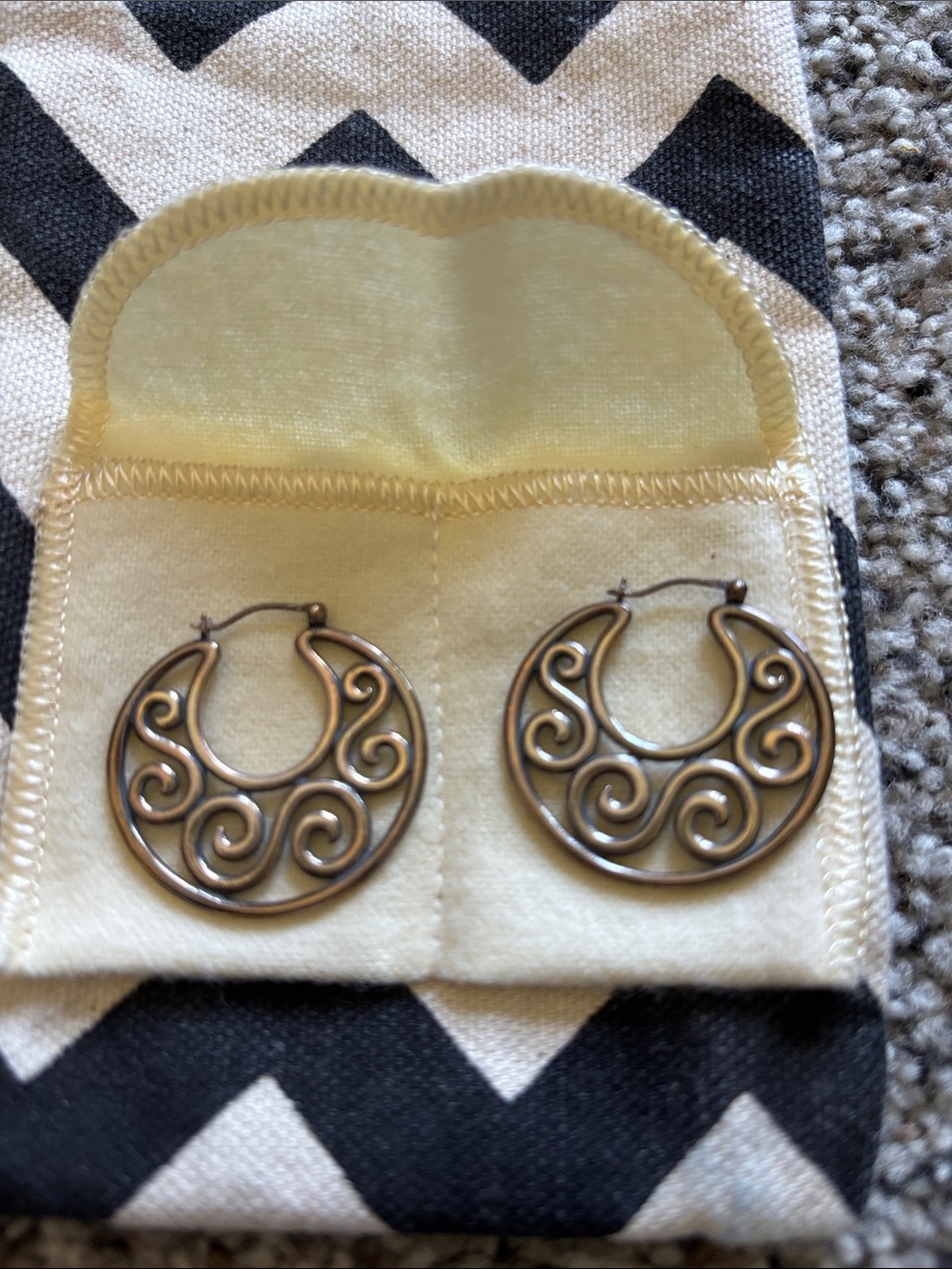 Intricate Swirl Hoop Earrings — silver